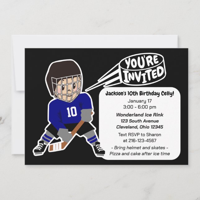 Hockey Birthday Party Fun Retro Design Invitation (Front)