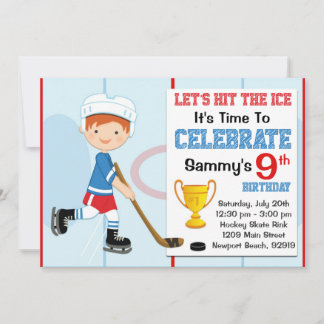 Hockey Birthday Party Invitation Red Hair