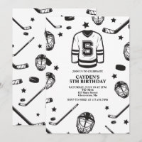 Hockey black and White 5th Birthday