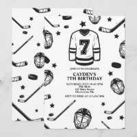 Hockey black and White 7th Birthday