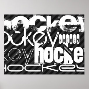 Hockey; Black & Dark Grey Stripes Poster