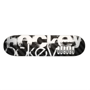 Hockey; Black & Dark Grey Stripes Skateboard