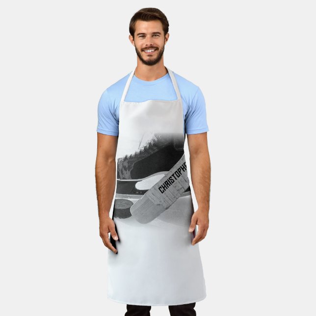 Hockey Black Skates Personalised Apron (Worn)