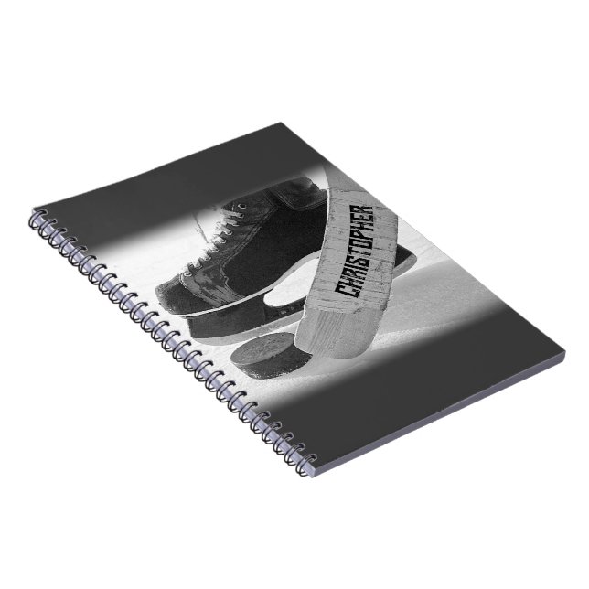 Hockey Black Skates Personalised Notebook (Right Side)