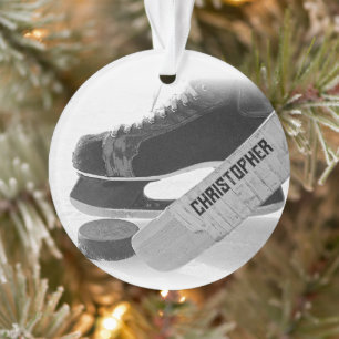 Hockey Black Skates Personalised Ornament