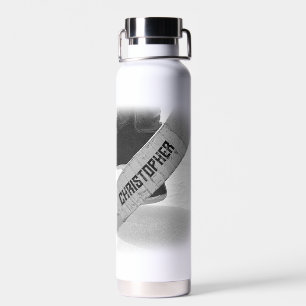Hockey Black Skates Personalised Water Bottle