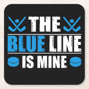 Hockey Blue Line Square Paper Coaster