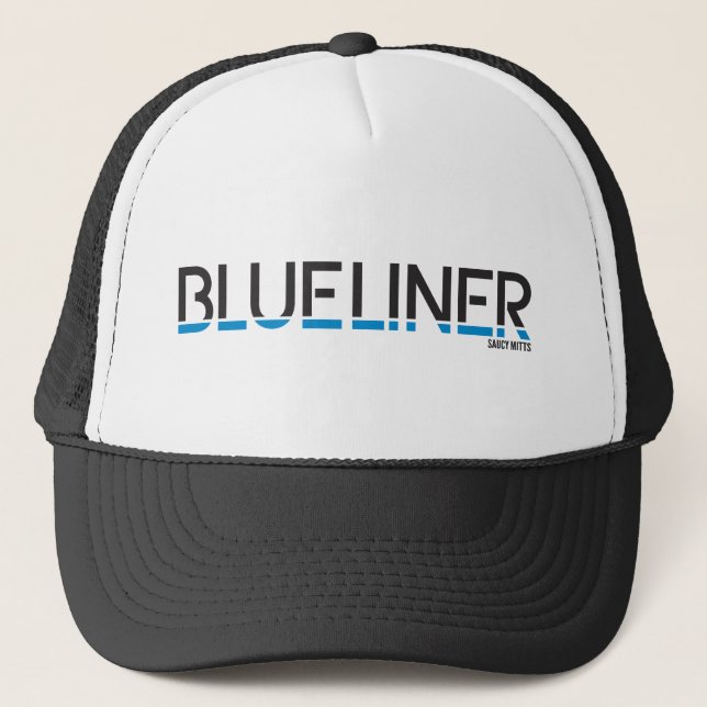 Hockey Blueliner Defence Hockey Player Trucker Hat (Front)