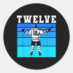Hockey Boy 12th Birthday Twelve Ice Hockey Birthda Classic Round Sticker