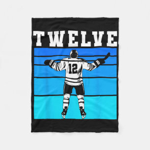 Hockey Boy 12th Birthday Twelve Ice Hockey Birthda Fleece Blanket