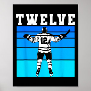 Hockey Boy 12th Birthday Twelve Ice Hockey Birthda Poster