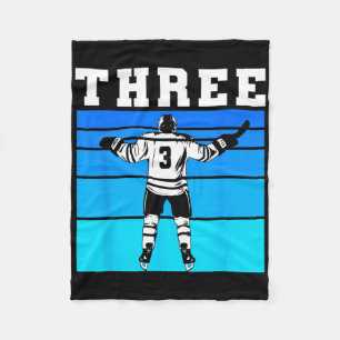 Hockey Boy 3rd Birthday Three Ice Hockey Birthday  Fleece Blanket