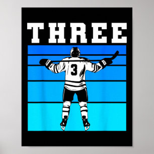 Hockey Boy 3rd Birthday Three Ice Hockey Birthday  Poster