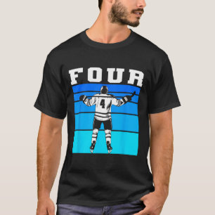 Hockey Boy 4th Birthday Four Ice Hockey Birthday P T-Shirt