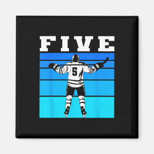 Hockey Boy 5th Birthday Five Ice Hockey Birthday P Magnet