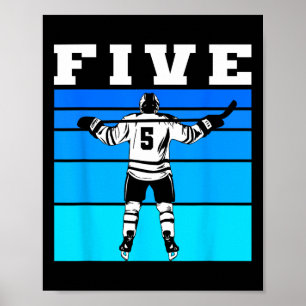 Hockey Boy 5th Birthday Five Ice Hockey Birthday P Poster