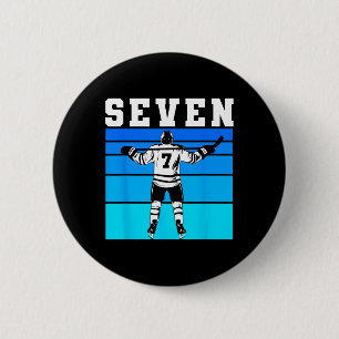 Hockey Boy 7th Birthday Seven Ice Hockey Birthday  6 Cm Round Badge