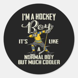 Hockey Boy Fun Dabbing Player Boys Kids BZR Classic Round Sticker