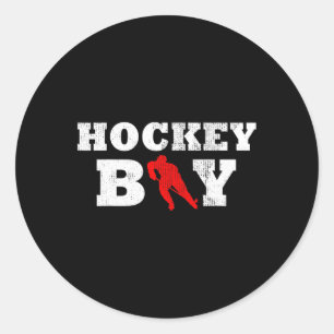 Hockey Boy Player Silhouette Sport Gift Classic Round Sticker