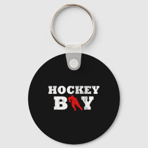 Hockey Boy Player Silhouette Sport Gift Key Ring