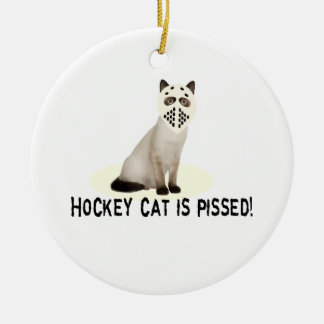 Hockey Cat Pissed Ceramic Tree Decoration