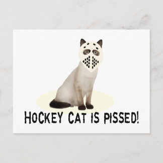 Hockey Cat Pissed Postcard