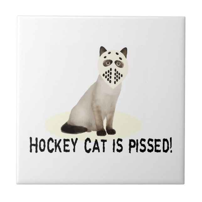 Hockey Cat Pissed Tile (Front)