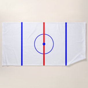 Hockey Centre Ice & Blue Lines Beach Towel