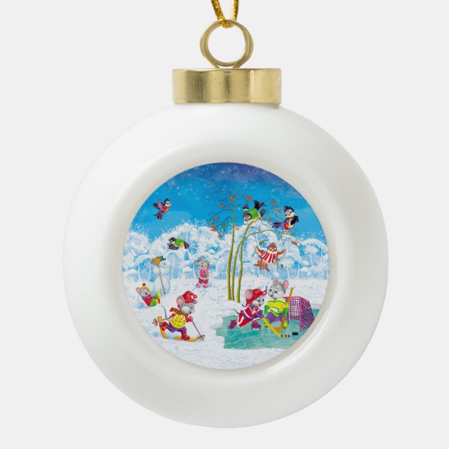 hockey ceramic ball christmas ornament (Front)