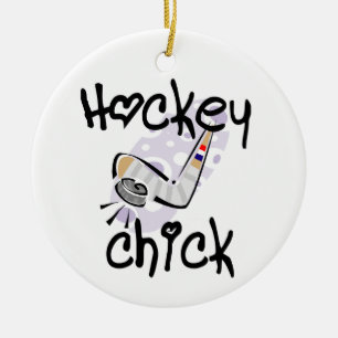 Hockey Chick T-shirts and Gifts Ceramic Tree Decoration