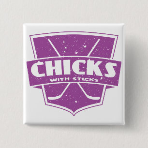 Hockey Chicks With Sticks 15 Cm Square Badge