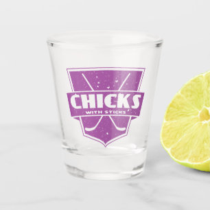 Hockey Chicks With Sticks Shot Glass