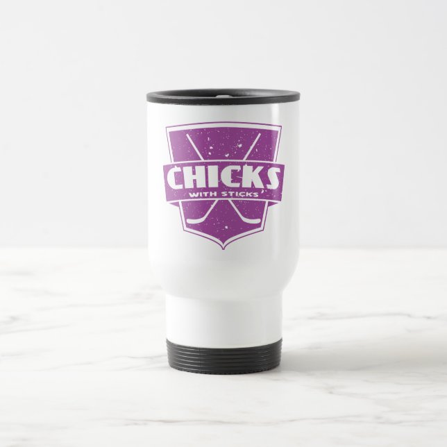 Hockey Chicks With Sticks Travel Mug (Center)