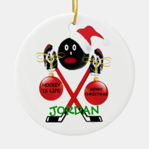 Hockey Christmas Cartoon Ceramic Tree Decoration