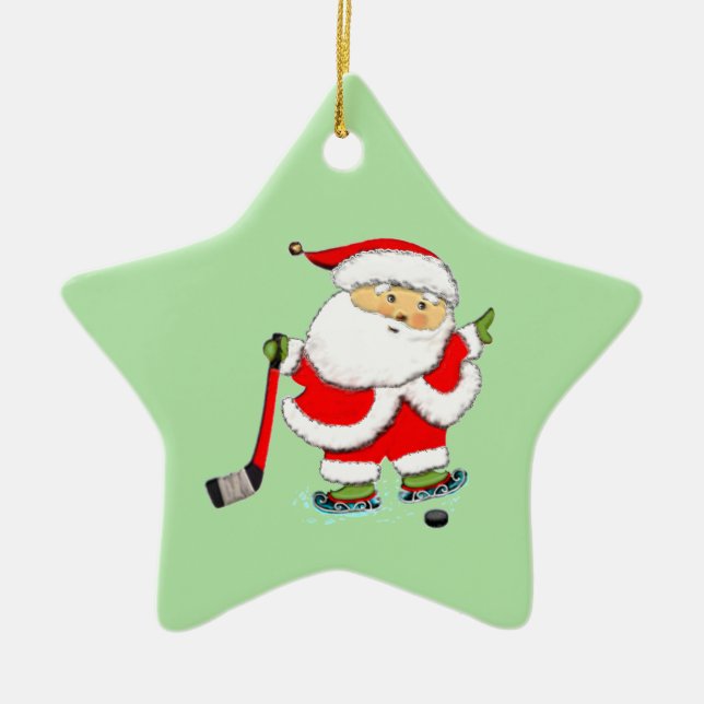 Hockey Christmas Collectible Ceramic Tree Decoration (Front)
