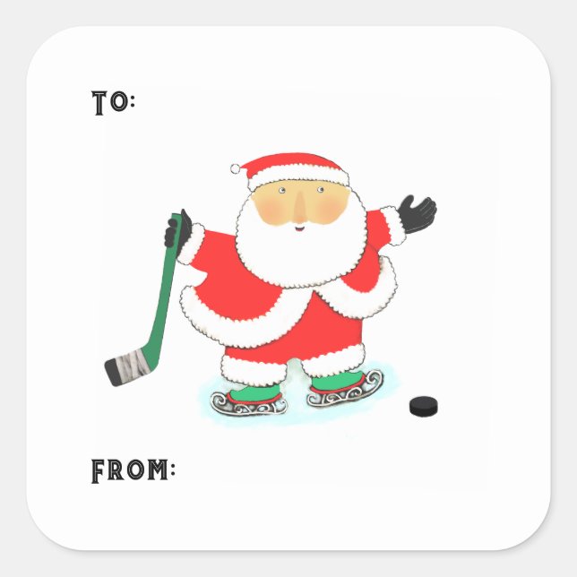 Hockey Christmas Gift Tag Stickers (Front)