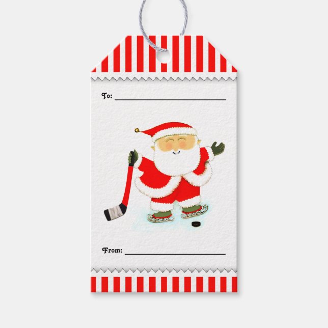 Hockey Christmas Gift Tags (Front)