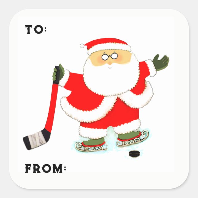 Hockey Christmas Gift Tags (Front)