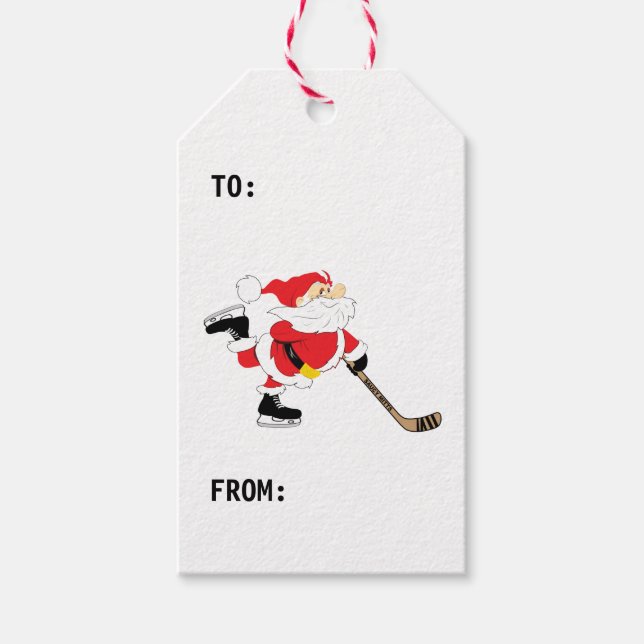 Hockey Christmas Hockey Santa Gift Tags (Front)