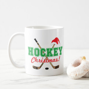 Hockey Christmas Hockey Sticks Santa Hat Coffee Mug