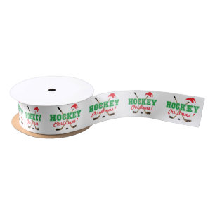 Hockey Christmas Hockey Sticks Santa Hat Satin Ribbon