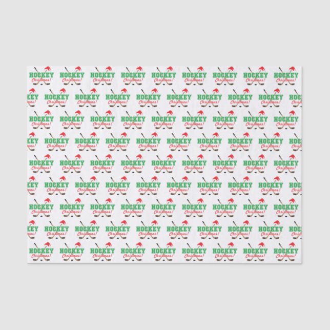 Hockey Christmas Hockey Sticks Santa Hat Tissue Paper (Front)