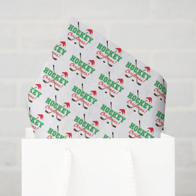 Hockey Christmas Hockey Sticks Santa Hat Tissue Paper (Gift Bag)