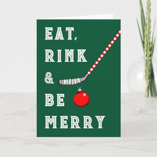Hockey Christmas Holiday Card (Front)