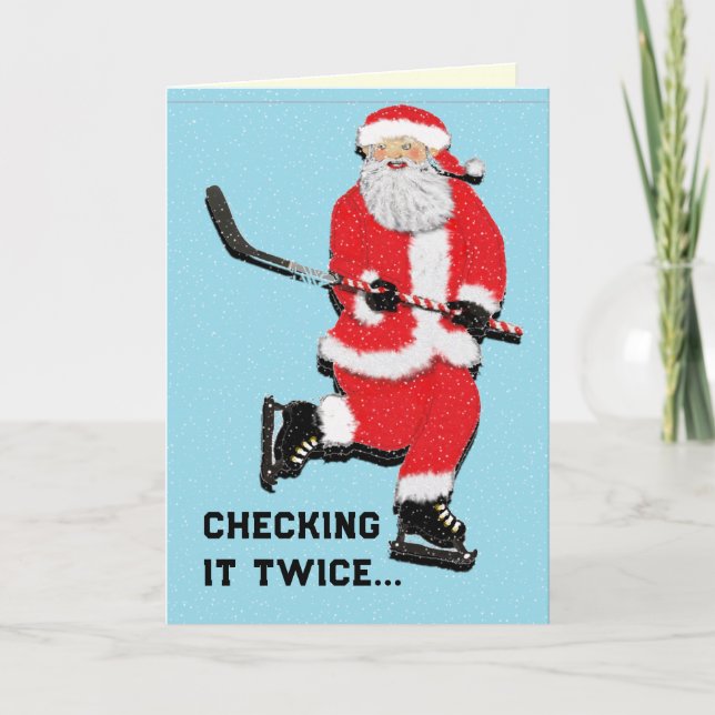 Hockey Christmas Holiday Card (Front)