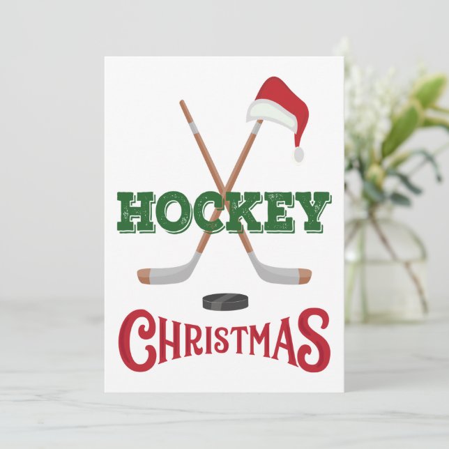 Hockey Christmas Holiday For Hockey Players Card (Standing Front)