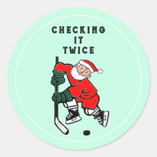 Hockey Christmas Holiday Gift Classic Round Sticke Sticker (Front)