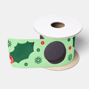 Hockey Christmas Holiday Gift Satin Ribbon