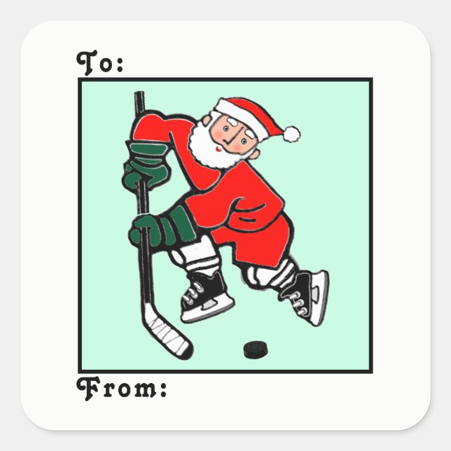Hockey Christmas Holiday Gift Tags (Front)