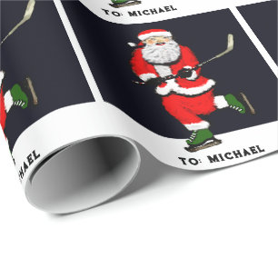 Hockey Christmas Holiday Gift Wrapping Paper